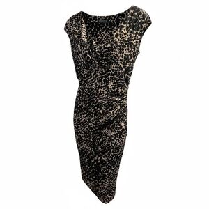 Ralph Lauren Black & Cream Animal Print Midi Dress
